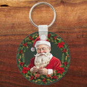 Der Weihnachtsmann im festlichen Kranz Schlüsselanhänger (Rückseite)