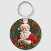 Der Weihnachtsmann im festlichen Kranz Schlüsselanhänger (Rückseite)