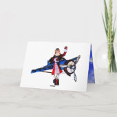 Der Weihnachtsmann im Flugzeug Feiertagskarte (Rückseite)