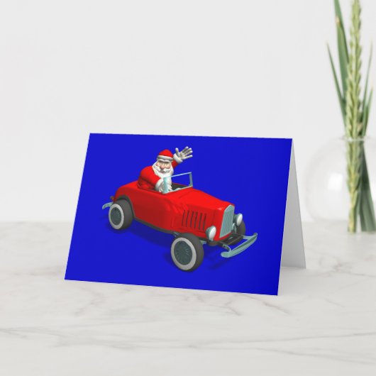 Der Weihnachtsmann im Frisierte Auto Feiertagskarte (Vorderseite)