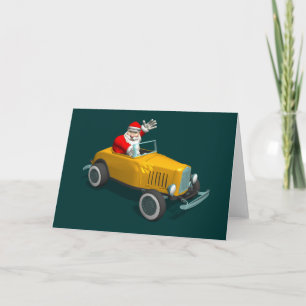 Der Weihnachtsmann im gelben Frisierte Auto Feiertagskarte