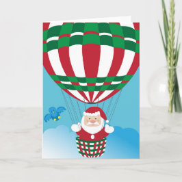 Der Weihnachtsmann im Heißluftballon Feiertagskarte