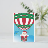 Der Weihnachtsmann im Heißluftballon Feiertagspostkarte (Stehend Vorderseite)