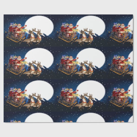 Der Weihnachtsmann im Himmel Geschenkpapier (Flach)