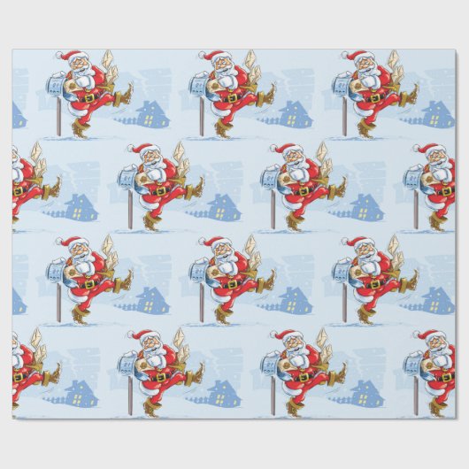 Der Weihnachtsmann im Schnee Geschenkpapier (Flach)