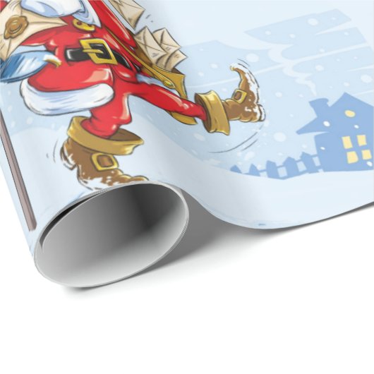 Der Weihnachtsmann im Schnee Geschenkpapier (Rolleneckpunkt)