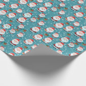 Der Weihnachtsmann im Schneeflocken Geschenkpapier (Ecke)