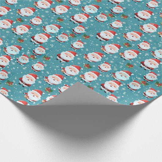 Der Weihnachtsmann im Schneeflocken Geschenkpapier (Ecke)