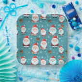 Der Weihnachtsmann im Schneeflocken Pappteller (Party)