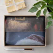 Der Weihnachtsmann im Schneewald mit glühender Lat Seidenpapier (Geschenk)