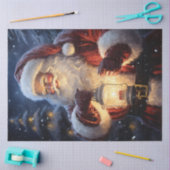 Der Weihnachtsmann im Schneewald mit glühender Lat Seidenpapier (Basteln)