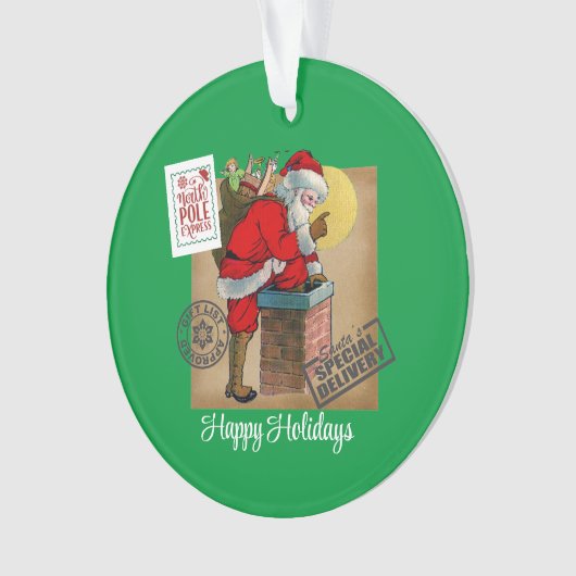 Der Weihnachtsmann im Schornstein Ornament (Vorderseite)