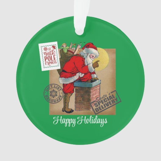 Der Weihnachtsmann im Schornstein Ornament (Vorderseite)