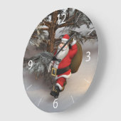 Der Weihnachtsmann im Wald Große Wanduhr (Winkel)