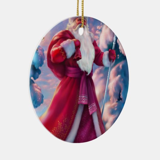 Der Weihnachtsmann im Wald Keramik Ornament (Rechts)