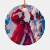 Der Weihnachtsmann im Wald Keramik Ornament (Vorne)