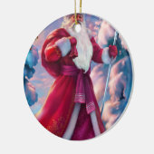 Der Weihnachtsmann im Wald Keramik Ornament (Links)