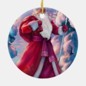 Der Weihnachtsmann im Wald Keramik Ornament (Hinten)