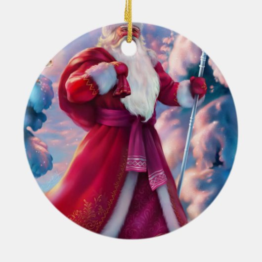 Der Weihnachtsmann im Wald Keramik Ornament (Hinten)