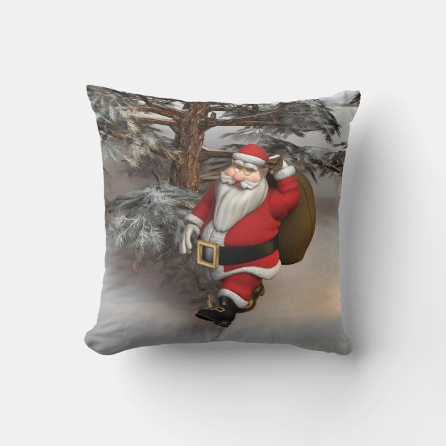 Der Weihnachtsmann im Wald Kissen (Vorderseite)