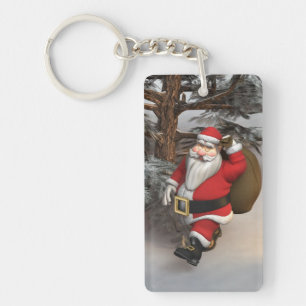 Der Weihnachtsmann im Wald Schlüsselanhänger