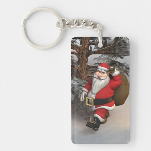 Der Weihnachtsmann im Wald Schlüsselanhänger (Vorderseite)