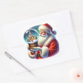 Der Weihnachtsmann im Winter zum Feiern Quadratischer Aufkleber (Umschlag)