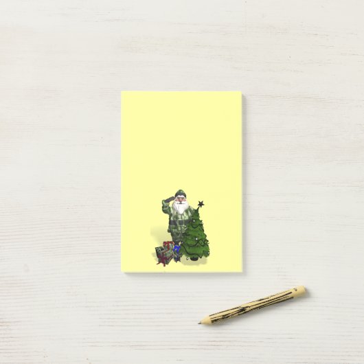 Der Weihnachtsmann in Camouflage Post-it Klebezettel (Auf Schreibtisch)