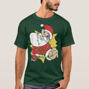 Der Weihnachtsmann in den Feenlichtern lustige Wei T-Shirt