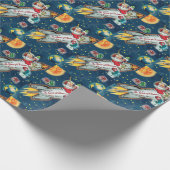 Der Weihnachtsmann in den Rocket Ship Earth Moon S Geschenkpapier (Ecke)