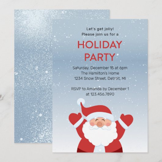 Der Weihnachtsmann in der Snow-Holiday-Party Einladung (Vorne/Hinten)