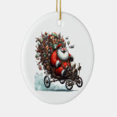 Der Weihnachtsmann in einem alten Go-Kart Keramik Ornament (Rechts)