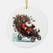 Der Weihnachtsmann in einem alten Go-Kart Keramik Ornament (Vorne)
