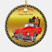 Der Weihnachtsmann in einem alten Oldtimer-Oldtime Keramik Ornament (Vorne)