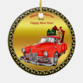 Der Weihnachtsmann in einem alten Oldtimer-Oldtime Keramik Ornament (Hinten)
