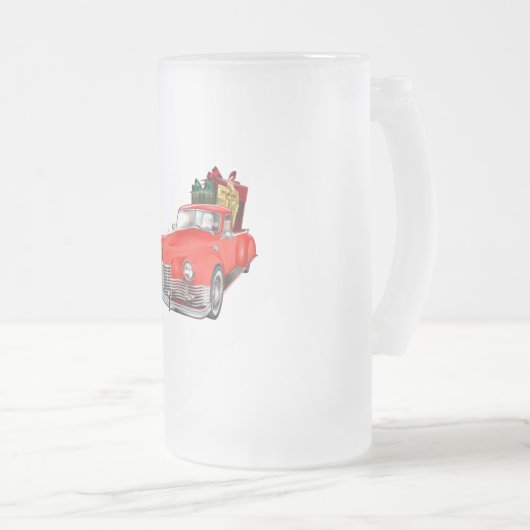 Der Weihnachtsmann in einem alten Oldtimer-Oldtime Mattglas Bierglas (VorderseiteRechts)