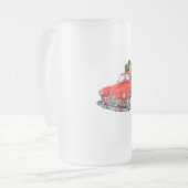 Der Weihnachtsmann in einem alten Oldtimer-Oldtime Mattglas Bierglas (Vorderseite Links)