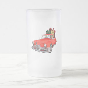 Der Weihnachtsmann in einem alten Oldtimer-Oldtime Mattglas Bierglas