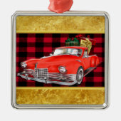 Der Weihnachtsmann in einem alten Oldtimer-Oldtime Ornament Aus Metall (Vorne)
