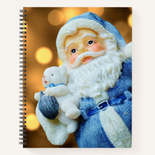 Der Weihnachtsmann in einem blauen Anzug Notizblock