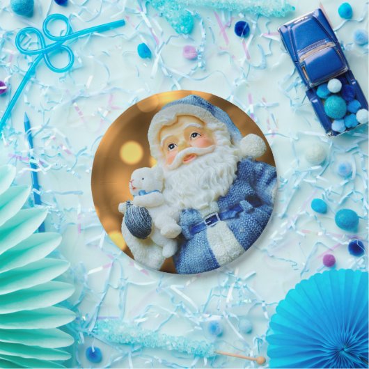 Der Weihnachtsmann in einem blauen Anzug Pappteller (Party)