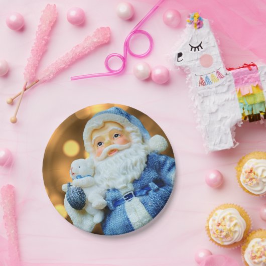 Der Weihnachtsmann in einem blauen Anzug Pappteller (Party)