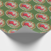 Der Weihnachtsmann in einem Kranz-Umschlagpapier Geschenkpapier (Ecke)