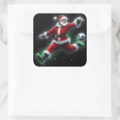 Der Weihnachtsmann in einem roten Anzug kippt eine Quadratischer Aufkleber (Tasche)