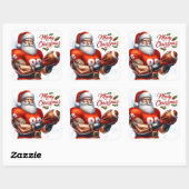 Der Weihnachtsmann in einem Sportjersey Der Fußbal Quadratischer Aufkleber (Blatt)