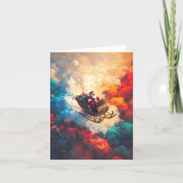 Der Weihnachtsmann in einem traumhaften Himmel Feiertagskarte