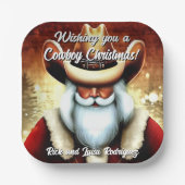 Der Weihnachtsmann in einem Western hat Weihnachte Pappteller (Vorderseite)