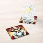 Der Weihnachtsmann in einem Western hat Weihnachte Rechteckiger Pappuntersetzer (Vor Ort)