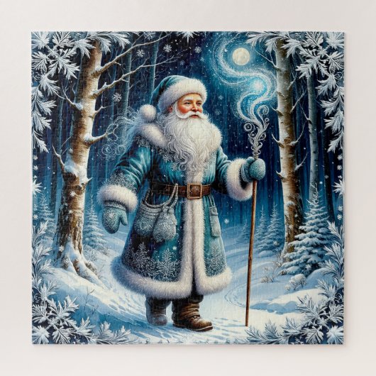 Der Weihnachtsmann in einem zauberhaften Schneewal Puzzle (Vertikal)