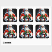 Der Weihnachtsmann in festlicher Kleidung Quadratischer Aufkleber (Blatt)